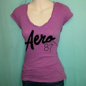 Purple Aeropostale sequin v-neck  shirt